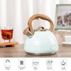 Tea Kettle, Toptier Teapot Whistling Kettle with Wood Pattern Handle Loud Whistle, Food Grade Stainless Steel Tea Pot for Stovetops Induction Diamond Design Water Kettle, 2.7-Quart Light Green