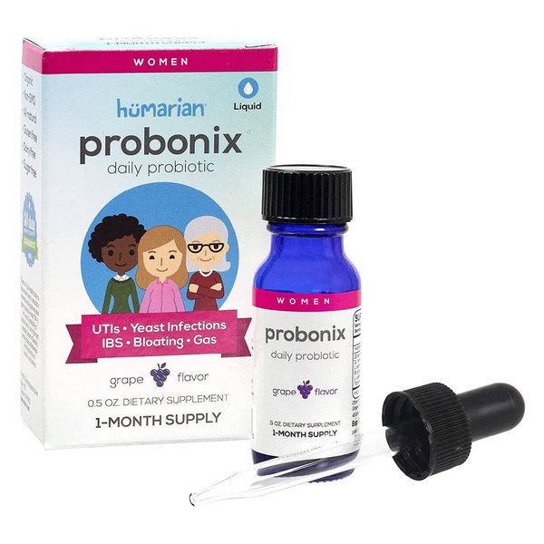 Probonix Probiotics for Women, 30-Day Supply, Organic, Non-GMO Liquid Probiotic Drops,12 Live Strains, Lactobacillus Acidophilus, Help with Gut Health, Yeast and Urinary Tract Infections - Grape