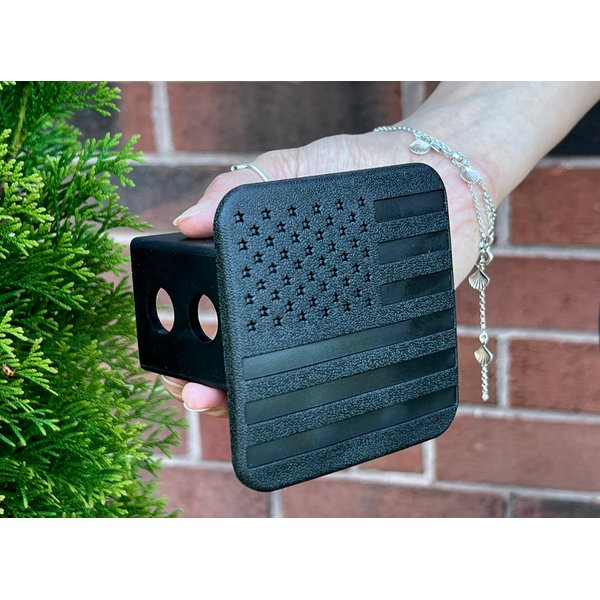 eVerHitch 2" American Black Flag Trailer Hitch Cover Plug for 2 Inch Hitch Receivers