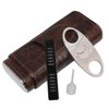 AMANCY 3-Finger Classy Black Brown Crocodile Pattern Leather Cigar Case With Small Humidifier and Cutter
