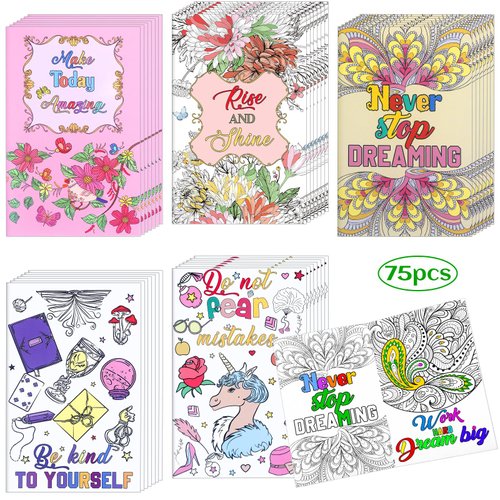 75 Pcs Bulk Inspirational Coloring Book Positive Quote Coloring Books for Kids Adult Mandala Coloring Books Stress Relieving Back to School Gifts