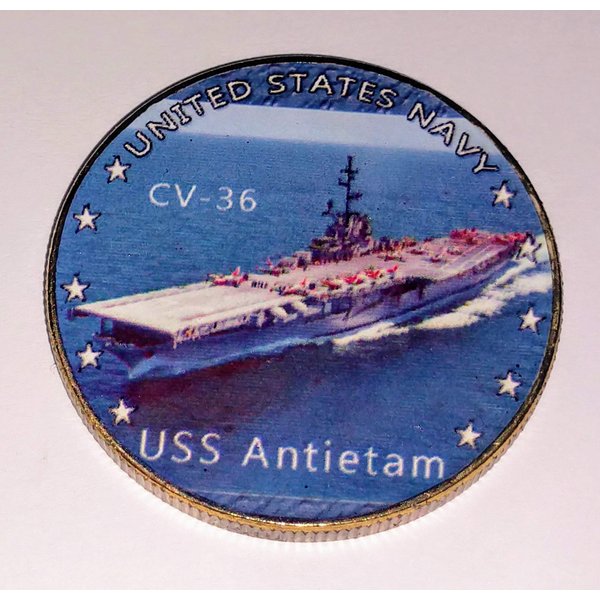Navy USS Antietam CV-36 Colorized Challenge Art Coin
