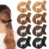 AWAYTR 8Pcs Small Hair Claw Clips for High Ponytail Matte Hair Clips for Women Ponytail No Slip Claw Clips (Brown/black(Dividing line))
