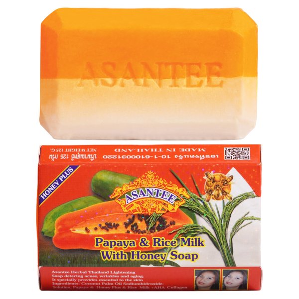 ASANTEE Papaya & Rice Milk with Honey Cleansing Soap 125 Grams