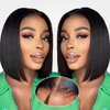 GYAJEP 5x5 Wear and Go Glueless Wigs Human Hair Pre Plucked Pre Cut Lace Closure Bob Wig Human Hair Straight Human Hair Bob Wigs for Black Women Lace Front Wigs for Beginners 180% Density 12 Inch