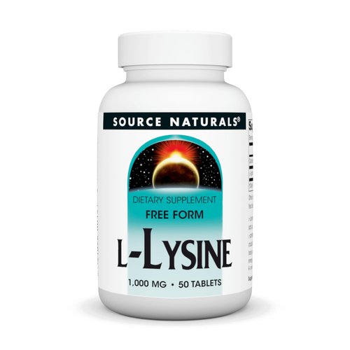Source Naturals L-Lysine Free Form - Amino Acid Supplement Supports Energy Formation & Collagen* - 1000 mg - 50 Tablets