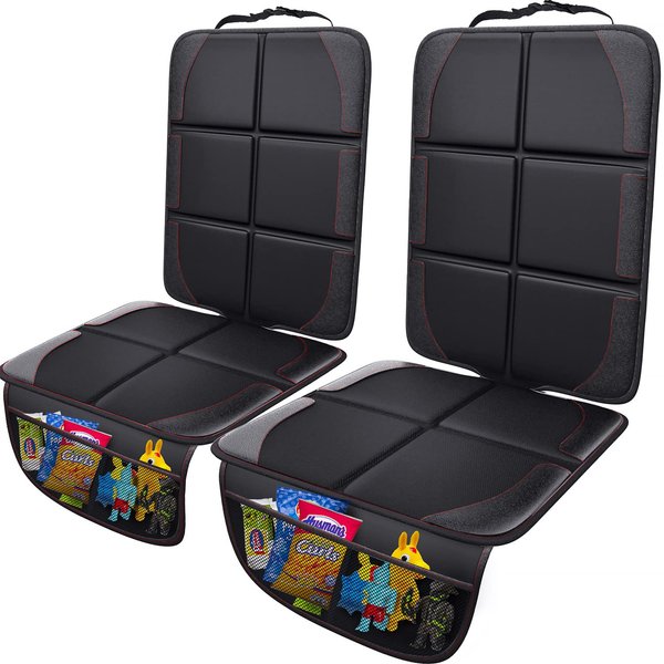 Gimars 2 Packs XL 5-Layer EPE Padding Car Seat Protector for Child Car Seat, Waterproof 600D Oxford Fabric Car Seat Protector with Nonslip Backing,Storage Pockets for SUV, Sedan, Truck, Leather Seats