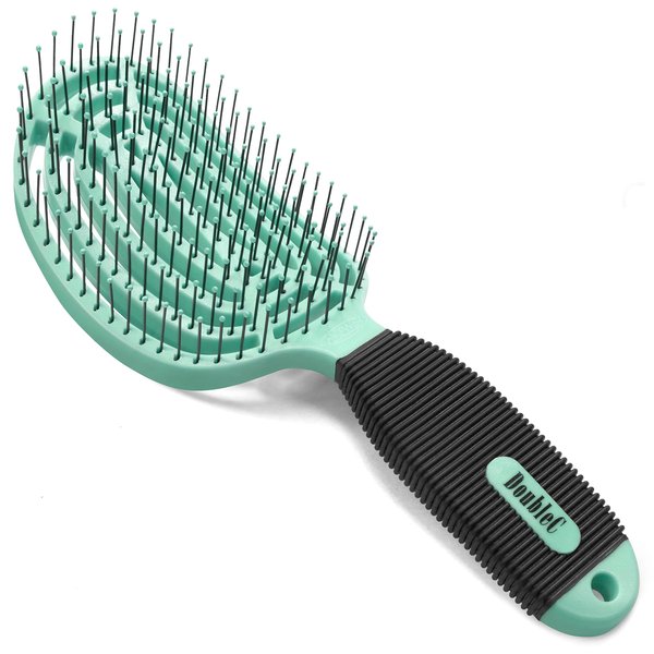 NuWay 4HAIR DoubleC U.S. Patented Double Curved Detangling Brush is Hair Dryer Safe (Mint Green)