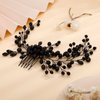 Kercisbeauty Wedding Bridal Black Hair Piece Handmade Side Hair Comb for Women Girls Halloween Cosplay Gothic Jewelry