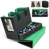 DaluRunhe Mtg deck box for Commander Deck Box with Dice Tray Fits 230 Cards, 4 in 1 for Magic TCG CCG Deck Card Boxes Case Storage, Includes 4 Dividers Trading Deck Box, Black/Green
