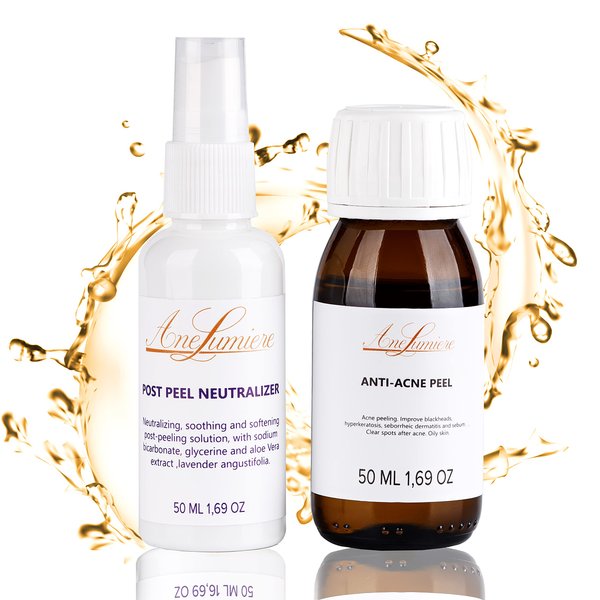 Anti Acne Chemical Peel Kit Acid Peeling For Face 1.69oz + Acid Neutralizer For Face 1.69oz BHA Acne Treatment for face skin peel [Ane Lumiere]