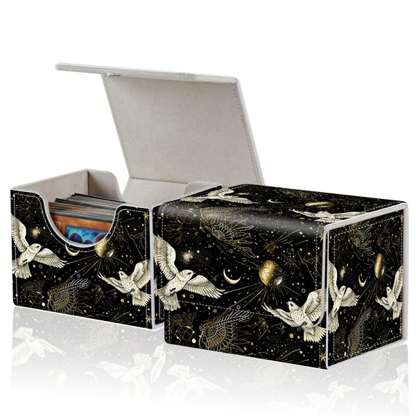 ACWDMKH for MTG Commander Deck Box,Card Deck Box for Trading Card Yugioh MTG Cards,Fits 100 Double Sleeved Cards,PU Leather Magnet TCG MTG Deck Case for Magic Commander Deck Box,Black White Bird