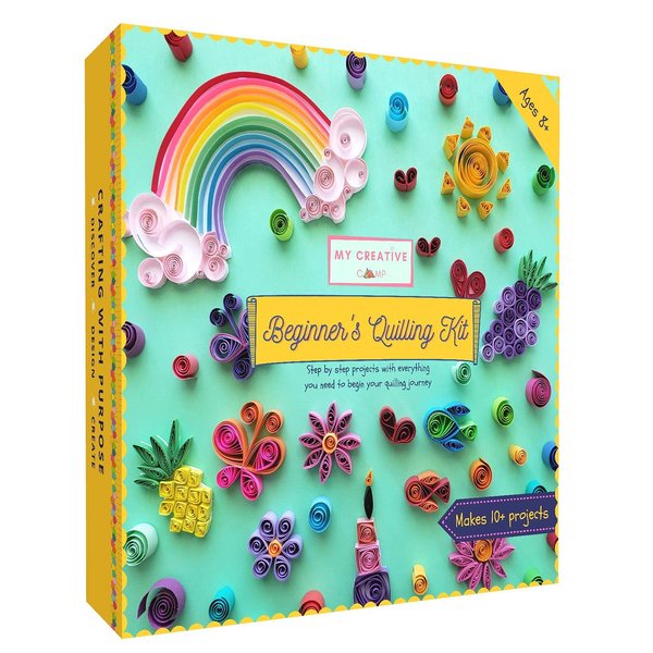 MY CREATIVE CAMP Quilling Kit for Kids and Adults - 10 Fun Projects, Instructions, Supplies, and Storage Box
