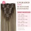 GOO GOO Clip in Hair Extensions Real Human Hair, 26inch 150g 9Pcs, 4/26/4 Balayage Chocolate Brown to Honey Blonde, Remy Human Hair Extensions Clip ins for Women, Natural Human Hair