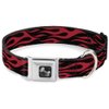 Dog Collar Seatbelt Buckle Flame Red 13 to 18 Inches 1.5 Inch Wide