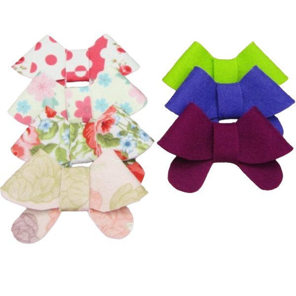 Set of 7 Felt Bows Pinks Alligator Clip or French Barrette (Alligator Clip Right)