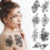 Casciybo Henna Temporary Tattoos for Adults Women Girls, Black 12Sheets Fake Flower Mandala Tattoo Stickers Waterproof Art for Body Arm Party Favors Makeup Supplies Gifts