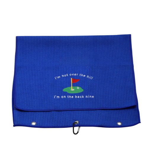 Embroidered Golf Towel Gift Golf Lover Gift I'm Not Over The Hill I'm on The Back Nine Golf Towel with Clip (Back Nine)