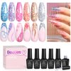 Beetles Glitter Gel Nail Polish 6 Colors Holographic Sparkle Silver Pink Blue Gel Polish Set Soak Off Uv Diy Manicure Kit Gel Polish Gift Set for Women Girls Uv Nail Polish Glitter Beetles Wonder Glam