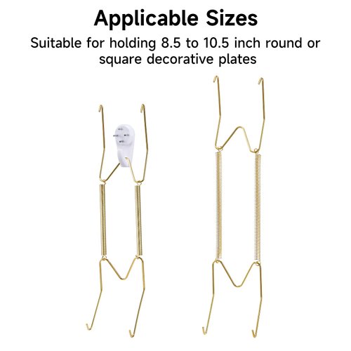 Fasunry 10 Pack Plate Hangers, 10 Inch Wall Plate Hangers and 12 Pack Wall Hooks, Compatible 8.5 to 10.5 Inch Decorative Plates, Antique China, Antique Plates and Arts