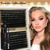 Fluffy Lash Extension Kit 288Pcs Eyelash Extension Kit 9-16mm Mix Lash Clusters 100D Thick Individual Eyelashes Kit with Lash Bond, Lash Remover, Lash Applicator, DIY Lashes Extension for Beginners