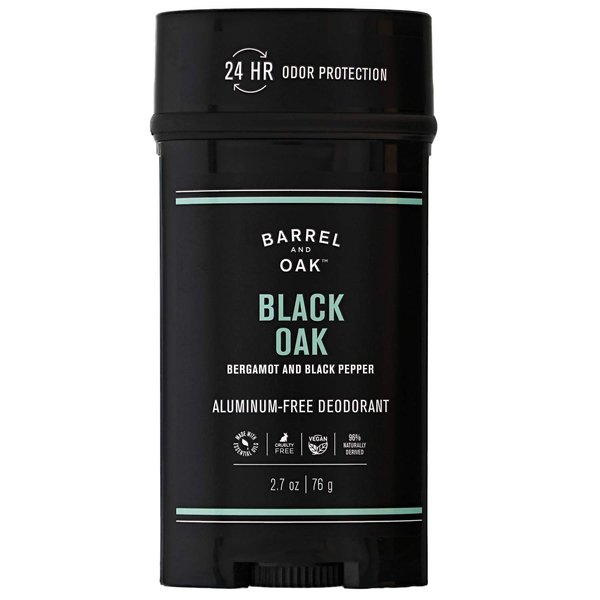 Barrel and Oak - Aluminum-Free Deodorant, Deodorant for Men, Essential Oil-Based Scent, 24-Hour Odor Protection, Warm Oak & Spicy Bergamot, Gentle on Sensitive Skin, No Stains (Black Oak, 2.7 oz)