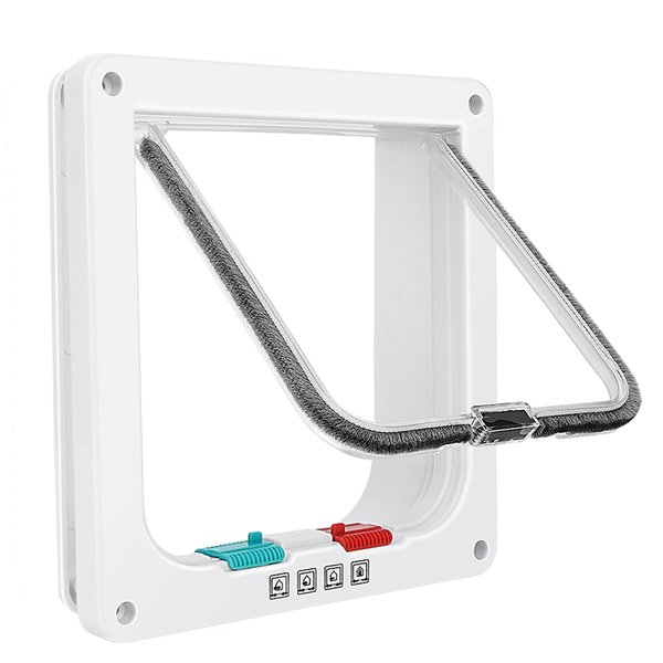 Thin Cat Door for Windows, Pet Doors and Sliding Door, Safety Pet Door with 4 Way Lock, Weatherproof Cat Flap for Thin Door and Wall(Medium, 6.7in x 6.3in Flap)