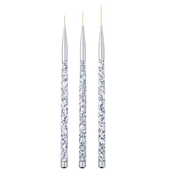 Tbestmax Professional Fine Nail Art Liner Brush UV Gel Painting Acrylic Nail Brushes Striping Brushes for Short Strokes, Details, Blending, Elongated Lines 3 pcs
