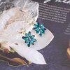 Sttiafay Vintage Blue Crystal Flower Earrings Sapphire Drop Earrings Rhinestone Flower Hoop Earrings Blue Gem Flower Stud Earrings Jewelry for Women and Girls