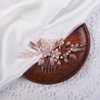 Denifery Flower Bride Wedding Hair Comb Leaf Bridal Hair Piece Pearl Crystal Headpiece for Women and Girls (Rose Gold)