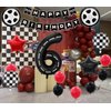 6rd Birthday Race Car Balloons Decorations, 40 Inch Racetrack Black Number 6 Balloon, Mylar Black 6 Balloon for 6rd Birthday Party Supplies, 7 Pcs