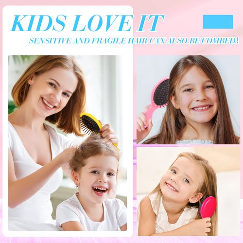 Epakh 6 Pack Mini Wet Hair Brush Travel Detangling Brush Kids Detangler Hair Brushes Toddler Baby Small Detangler Brush Soft Bristle Hair Brush for Women Wet Dry Curly Hair, 6 Colors (Classic Colors)