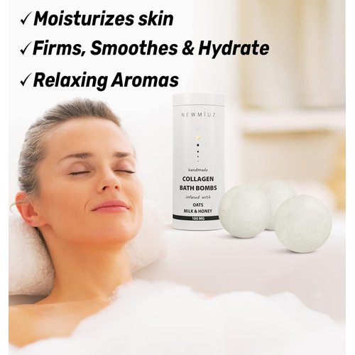 Creamy Collagen Bubble Bath Bombs Infused with Oatmeal Milk & Honey Essential Luxurious Bath Additives for Dry Skin Nourishment Indulge In A Blissful Bathing Spa Experience With Your Relaxing Gift Set