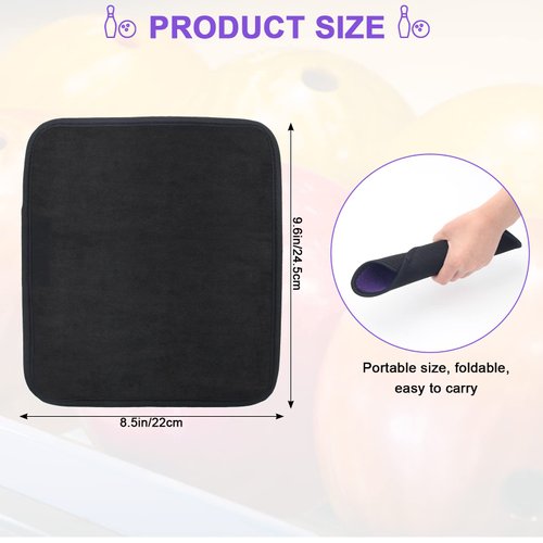 Anglekai Microfiber Bowling Ball Towels 3 Pack, 10" x 8" Bowling Towel Shammy Pad with Easy-Grip Dots Purple Bowling Cleaner Towel Non-Slip Microfiber Bowling Pad Bowling Accessories