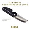 Kent 87T Graphite Handmade Folding Pocket Comb for Men, Fine Tooth Hair Comb Straightener for Everyday Grooming Styling Hair, Beard or Mustache, Saw Cut Hand Polished, Made in England (3 Pack)
