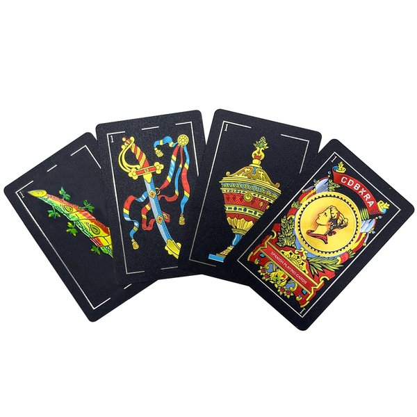 Spanish Playing Cards, Original Spanish Cards Games, Briscas Cards Puerto Rico, Original Spanish Deck of Cards, Mexican Playing Cards [Luxury Black-Gold Foil Classic] [PVC Waterproof] (2 Pack)