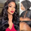 MSGEM Full Frontal Wigs Human Hair 13x4 HD Body Wave Lace Front Wigs Human Hair for Black Women 12A Brazilian Wigs 180 Density Pre Plucked Bleached Knots Lace Front Wig Natural Color 18 Inch