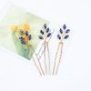 Dizila 7 Pieces Royal Blue Party Prom Wedding Bridal Crystal Rhinestone Vine Leaf Hair Side Combs + Rhinestone U-shaped Hair Pins Headpieces for Brides Bridesmaids Women Girls