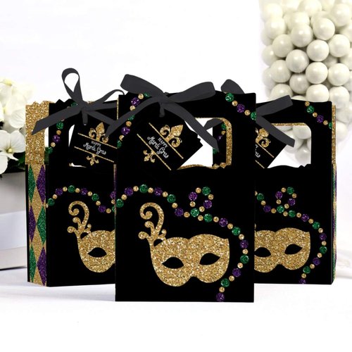 Big Dot of Happiness Mardi Gras - Masquerade Party Favor Boxes - Set of 12