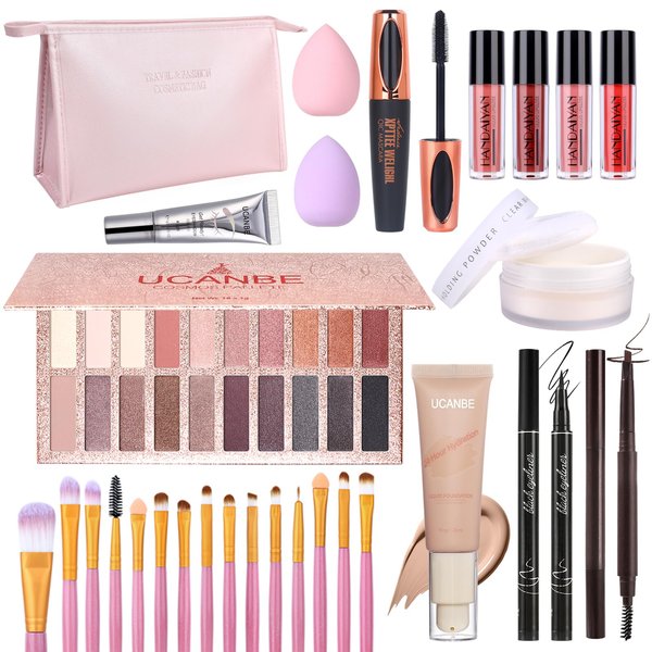 UCANBE All In One Makeup Kit for Women Full Kit, Makeup Gift Set for Valentine's Day Gift, Eyeshadow Palette Liquid Foundation Lip Gloss Etc,Makeup Set for Women & Makeup Beginners, Travel Makeup Set