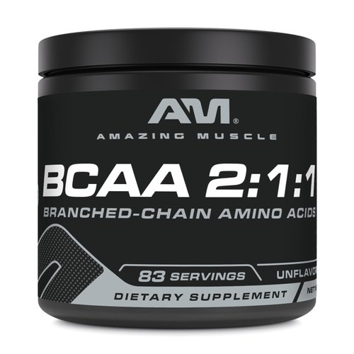Amazing Muscle BCAA Amino Supplement | 2:1:1 Branched Chain Amino Acid Ratio | Net Weight 1.1lb | Non-GMO | Gluten-Free | Made in USA