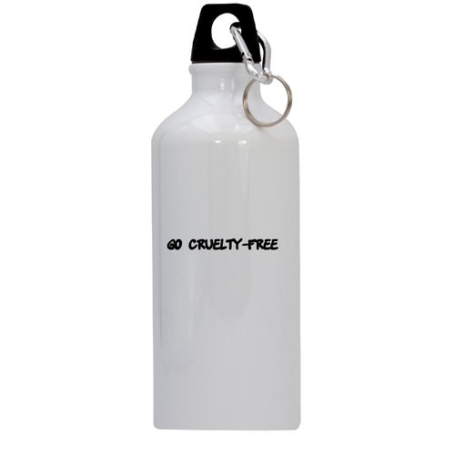 Knick Knack Gifts Go Cruelty-Free - 20oz Stainless Steel Water Bottle with Carabiner, White