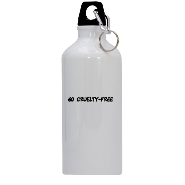Knick Knack Gifts Go Cruelty-Free - 20oz Stainless Steel Water Bottle with Carabiner, White