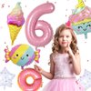 Donut 6th Birthday Decorations,Sweet 6th Birthday Party Decorations for 6th Birthday Donuts Foil Balloons Sweet 6th Donut Birthday Party Decorations Party Supplies Backdrops for Girls
