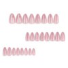 Almond Press on Nails Medium Fake Nails Pink False Nails with Designs Glitter Glossy Full Cover Acrylic Glue on Nails Artificial Stick on Nails Press ons for Women Manicure 24Pcs