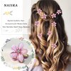 NAISKA 12 Pcs Flower Hair Claw Clips Mini Cute Hair Pins Sweet Crystal Hair Clips Decorative Non-slip Hair Clips Hair Accessories for Women Girls (Purple)