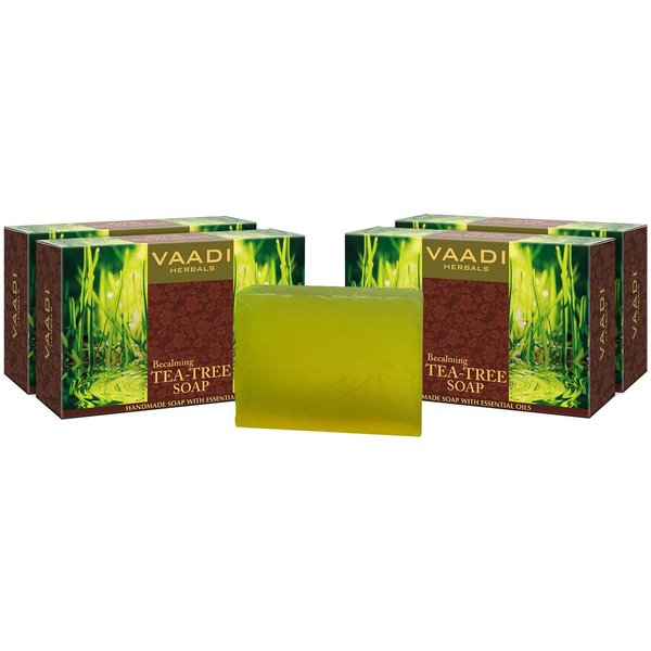 Tea Tree Oil Bath Bar Soap - Handmade Herbal Soap - ALL Natural - Each 5.3 Ounces - Pack of 4
