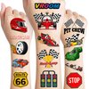 110 PCS Race Car Temporary Tattoos Sticker Racing Pit Crew Checkered Flag Race Car Birthday Party Decorations Favors Supplies Gifts Boys Girls Cute Fake Tattoo School Prizes Carnival Theme