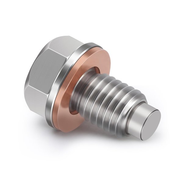 M12x1.75 Stainless Steel Magnetic Engine Oil Drain Plug with Copper Washer Gaskets Compatible With GMC, Chevrolet, Buick,Cadillac