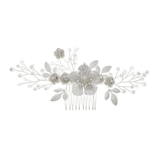 Sliver Flower Hair Comb Leaf Wedding Hair Comb Bridal Hair Accessories For Brides and Bridesmaids